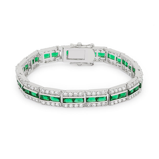 Avera Clear and Blue Alternating Crystal Eternity Ring