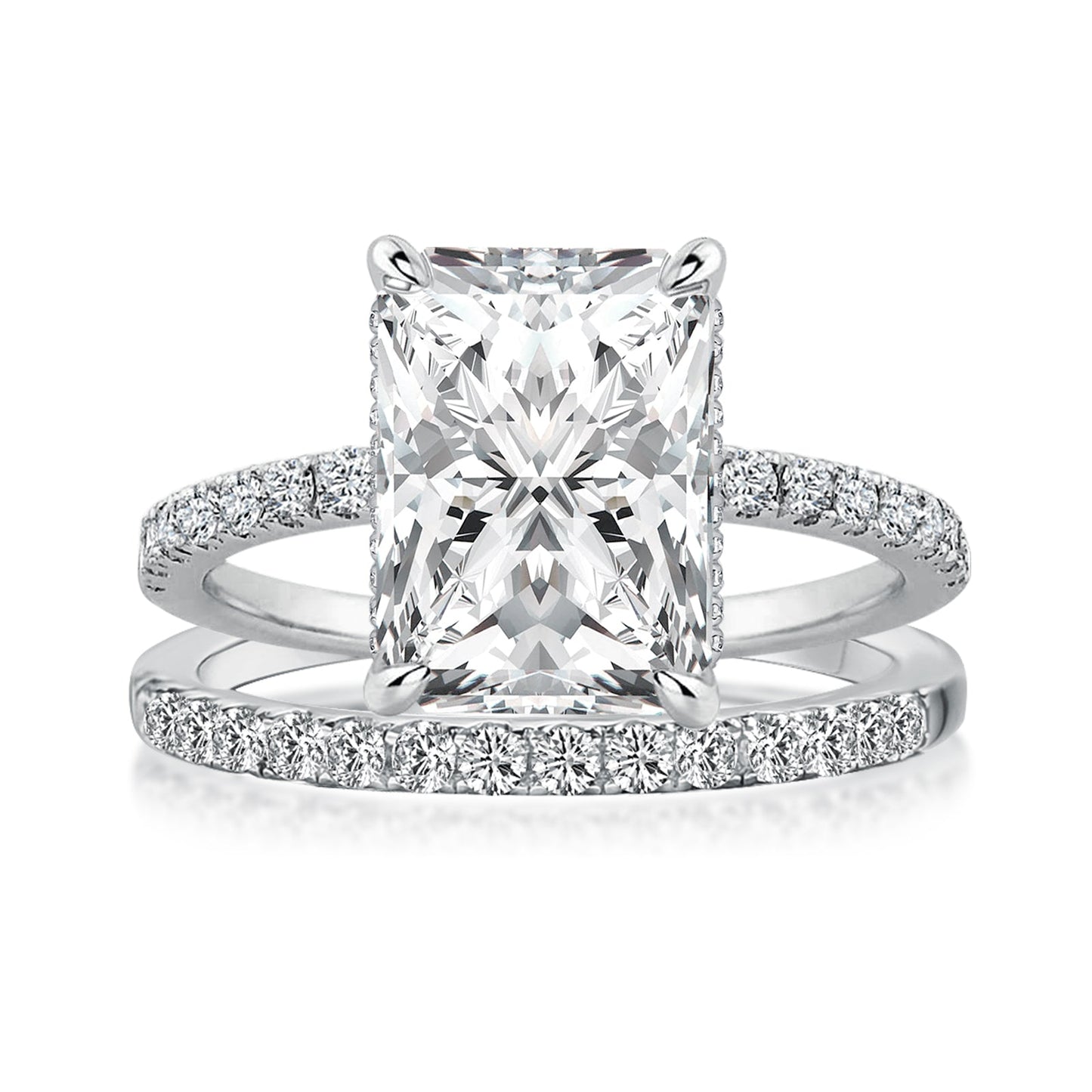 Rodiffy Moissanite 3.5 Ct Radiant Cut White Gold Wedding Ring For Women
