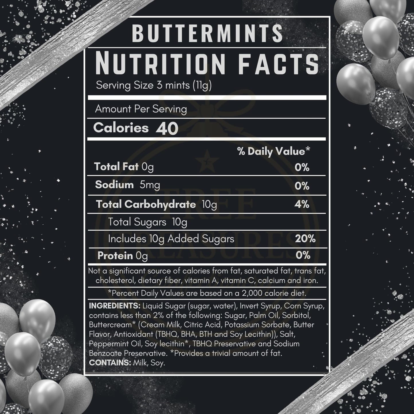 Black & Silver Butter Mints Individually Wrapped – Bulk Buttermints for New Year's Eve, Weddings, Prom, Graduation, Anniversary, Casino Night & Party Candy Buffets (220 Count)