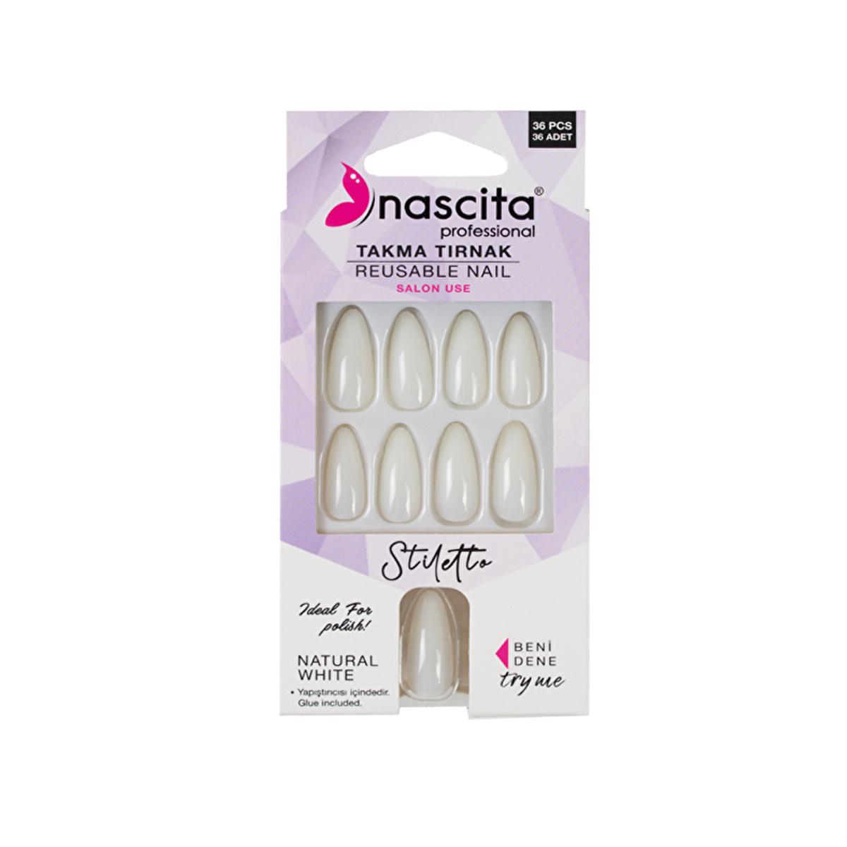Nascita 36-Piece Reusable Stiletto False Nail Set for DIY Nail Art - Easy Application, Long-Lasting Nail Enhancement