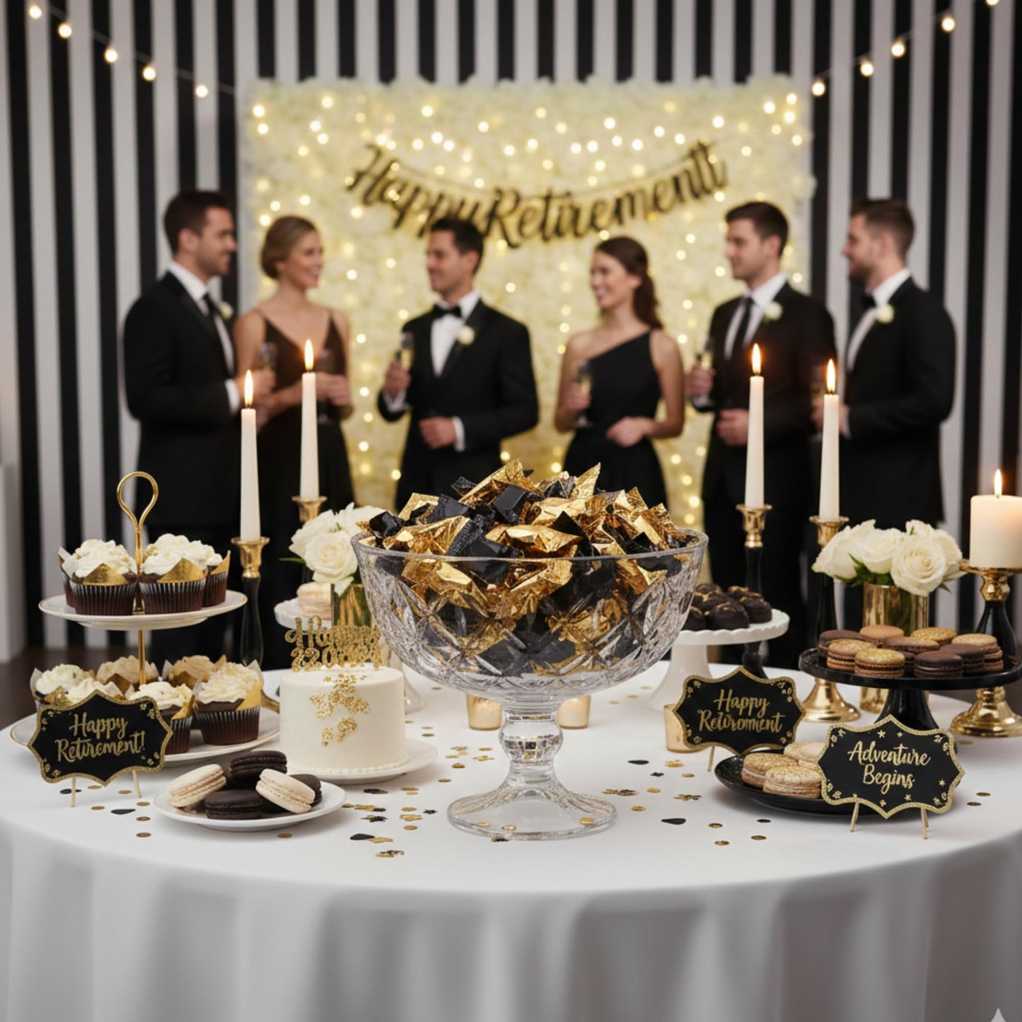 220ct Count Gold & Black Buttermints – Individually Wrapped Wedding Mints, Party Favors & Candy Buffet Treats