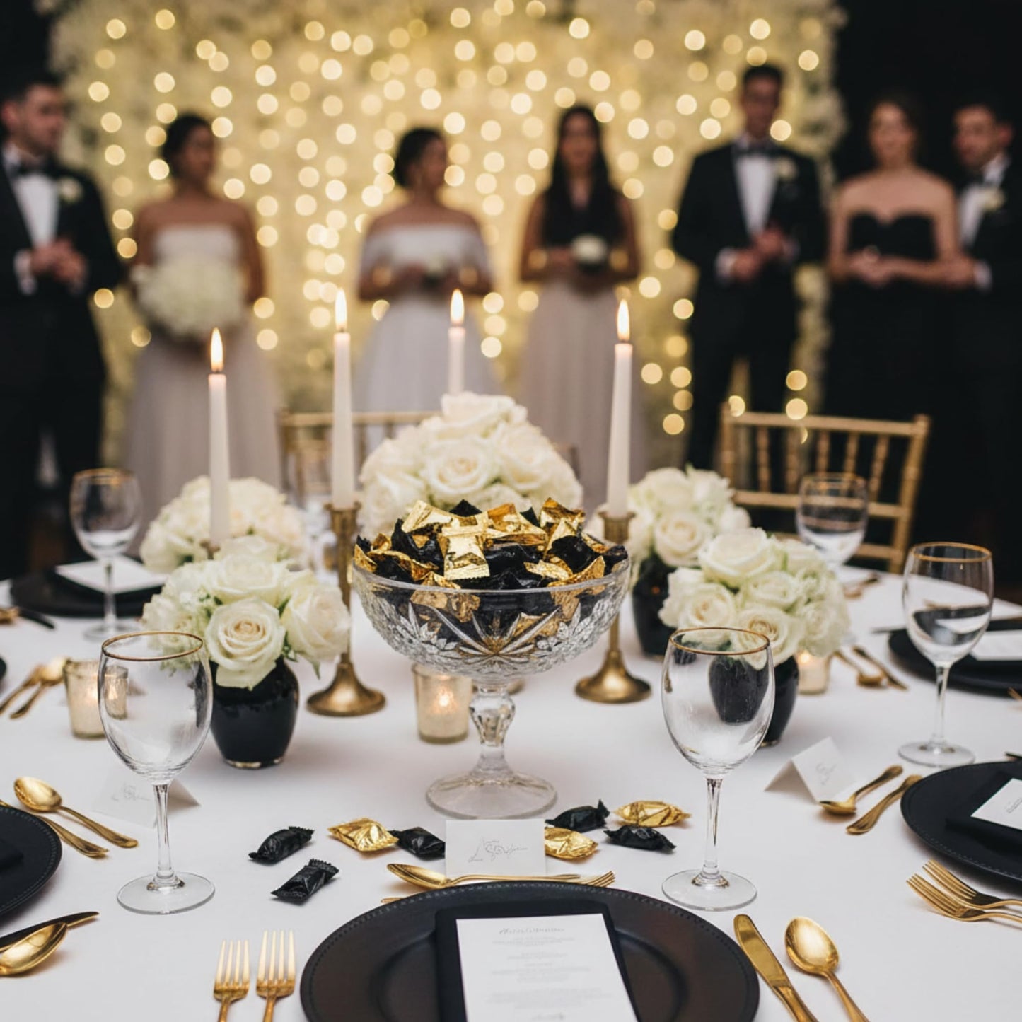 220ct Count Gold & Black Buttermints – Individually Wrapped Wedding Mints, Party Favors & Candy Buffet Treats