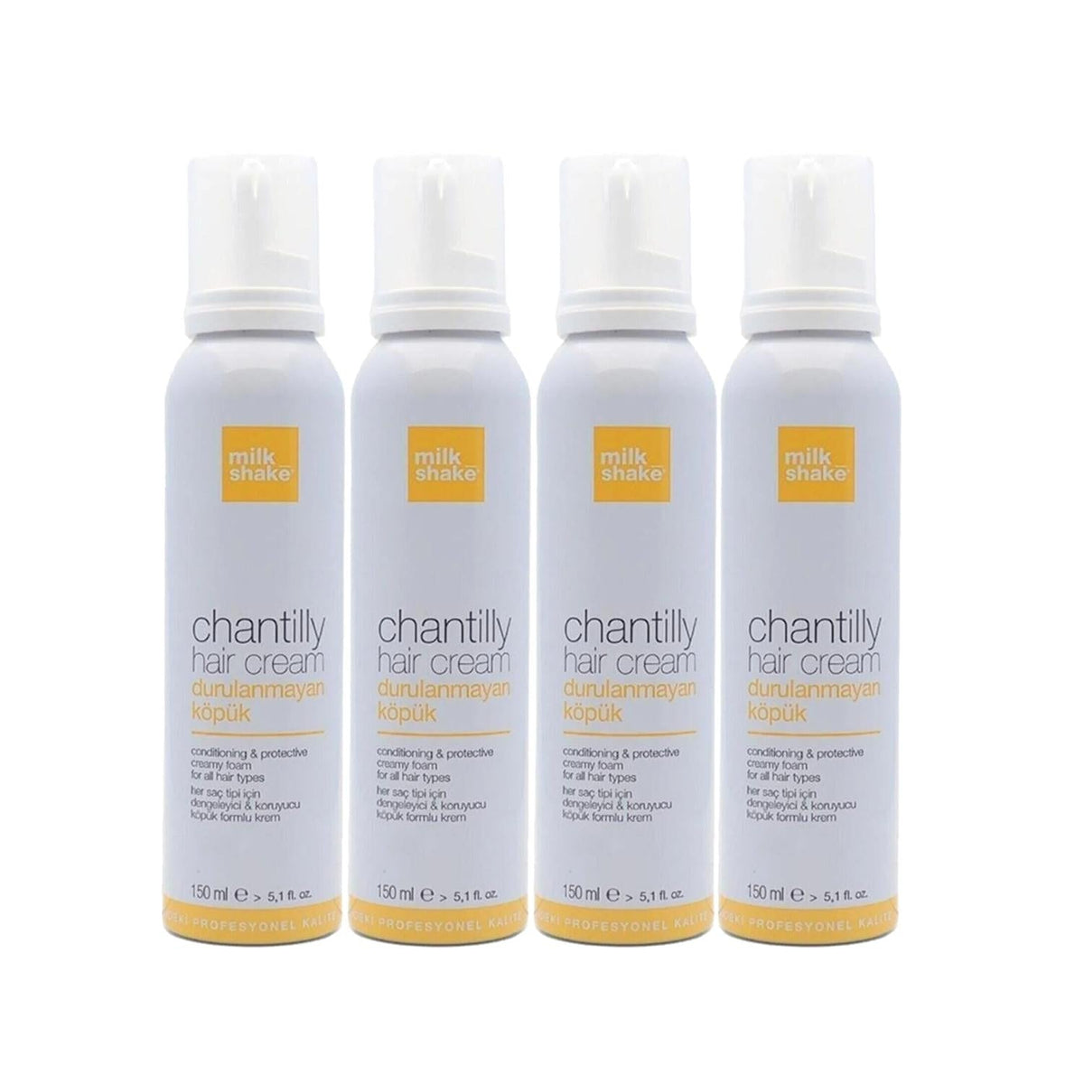 milk_shake Chantilly Hair Care Foam - Nourishing & Moisturizing for Dry/Damaged Hair, 4 x 150ml