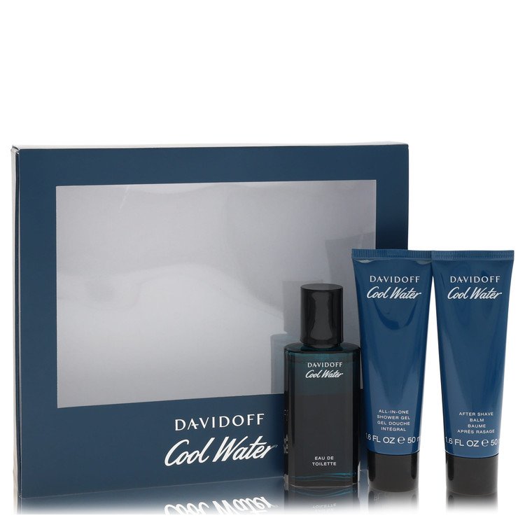 Cool Water by Davidoff Gift Set 1.4 oz Eau De Toilette Spray +1.7 oz After Shave  Balm+ 1.7 oz Shower Gel for Men