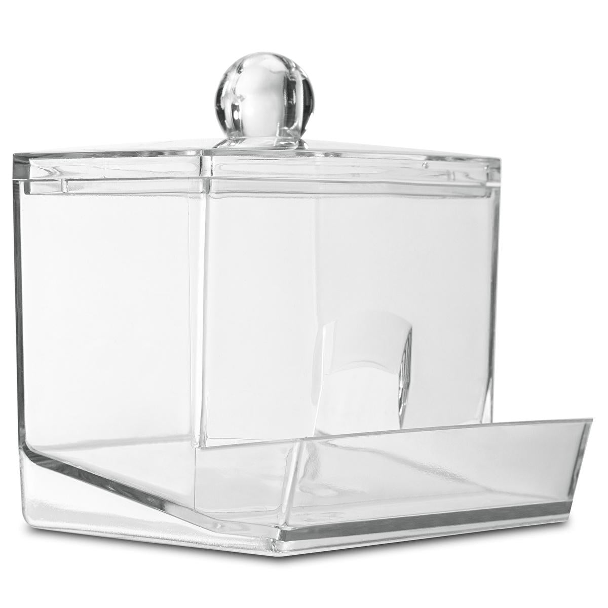 Eklips Clear Acrylic Cotton Swab Organizer - Hygienic Q-Tip Holder, Stylish Vanity & Bathroom Storage Solution