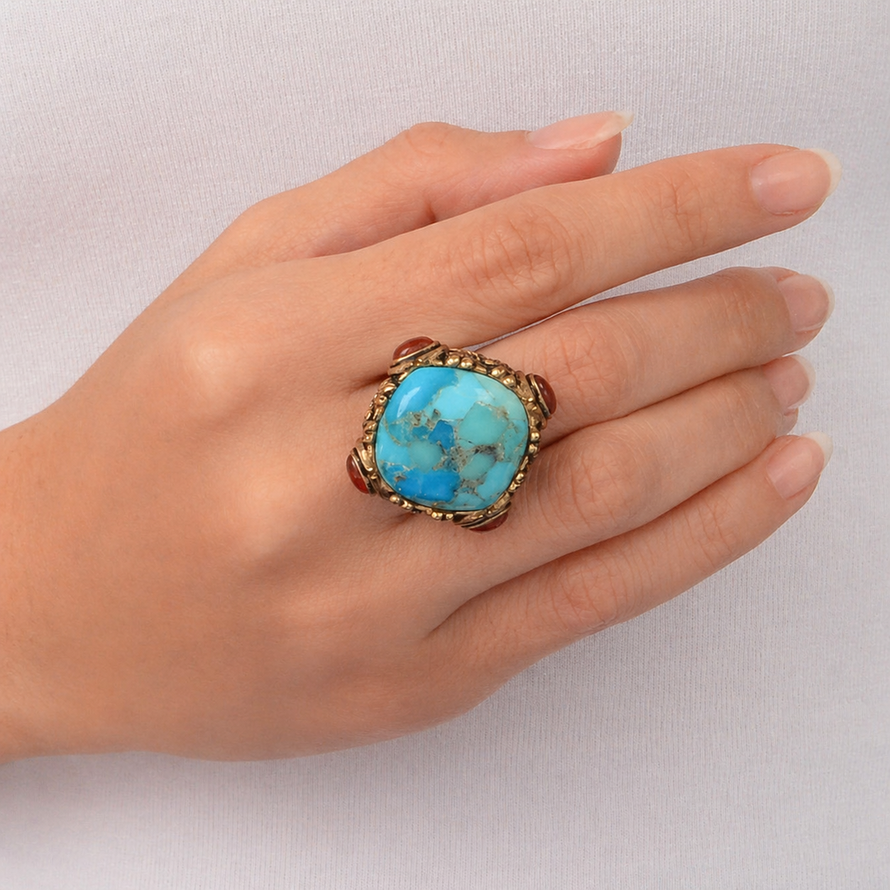 Wilder Blue Turquoise Golden Statement Ring