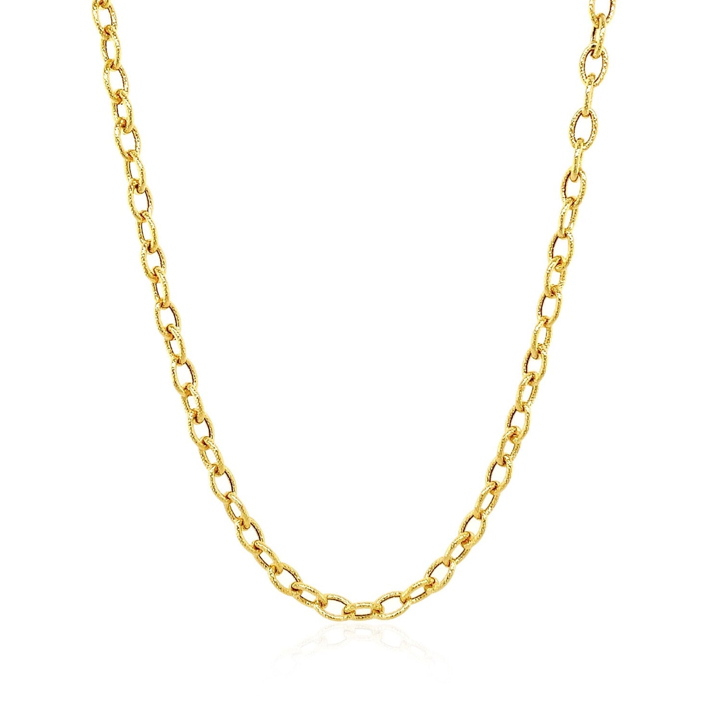 14k Yellow Gold Pendant Chain with Textured Links (3.3 mm)