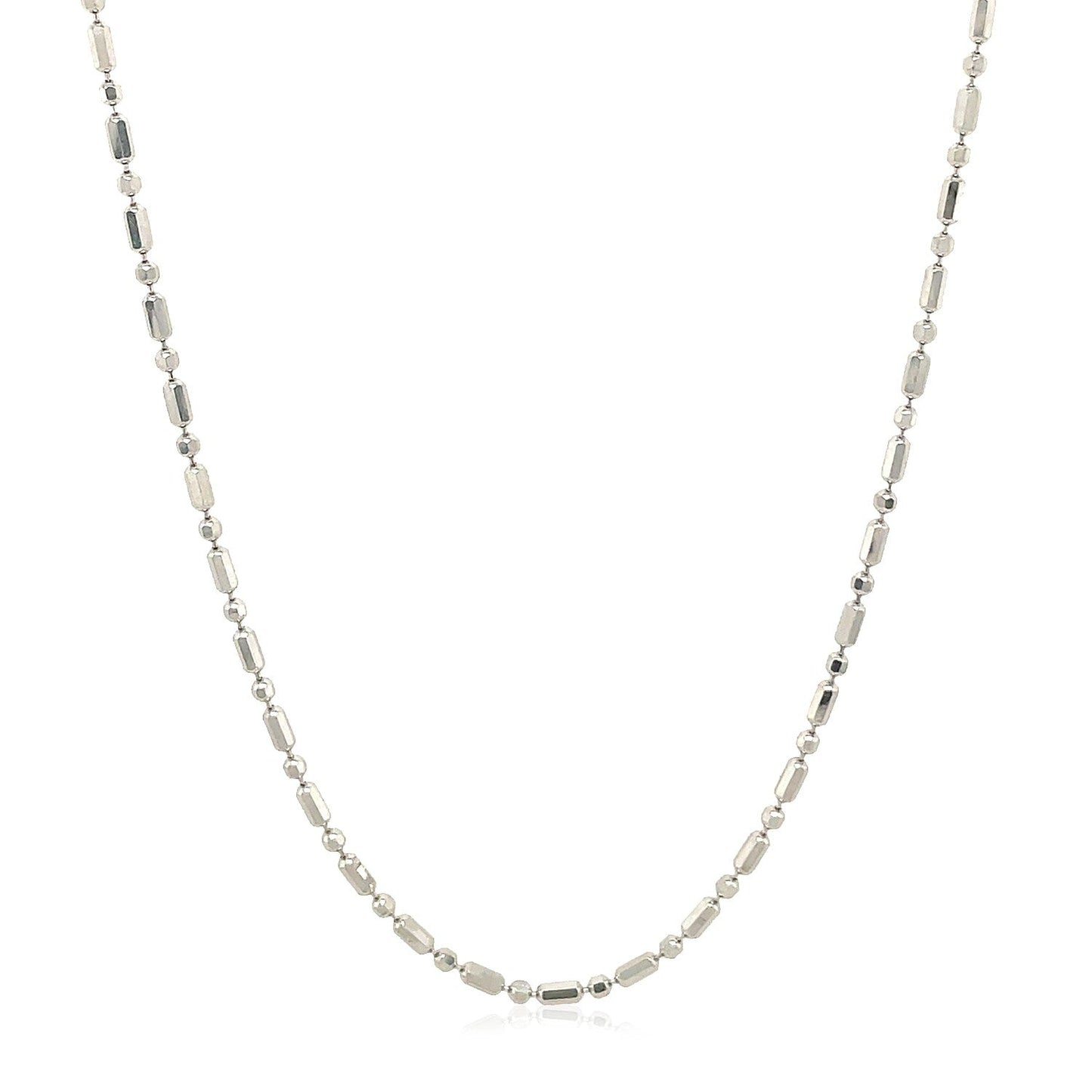 14k White Gold Diamond-Cut Alternating Bead Chain (1.30 mm)