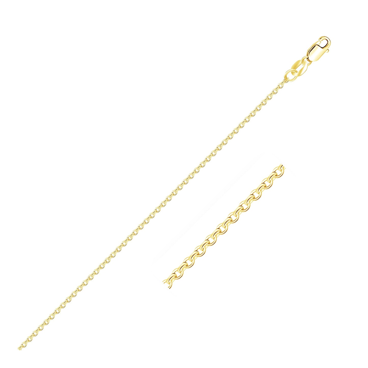 14k Yellow Gold Diamond Cut Cable Link Chain (1.10 mm)