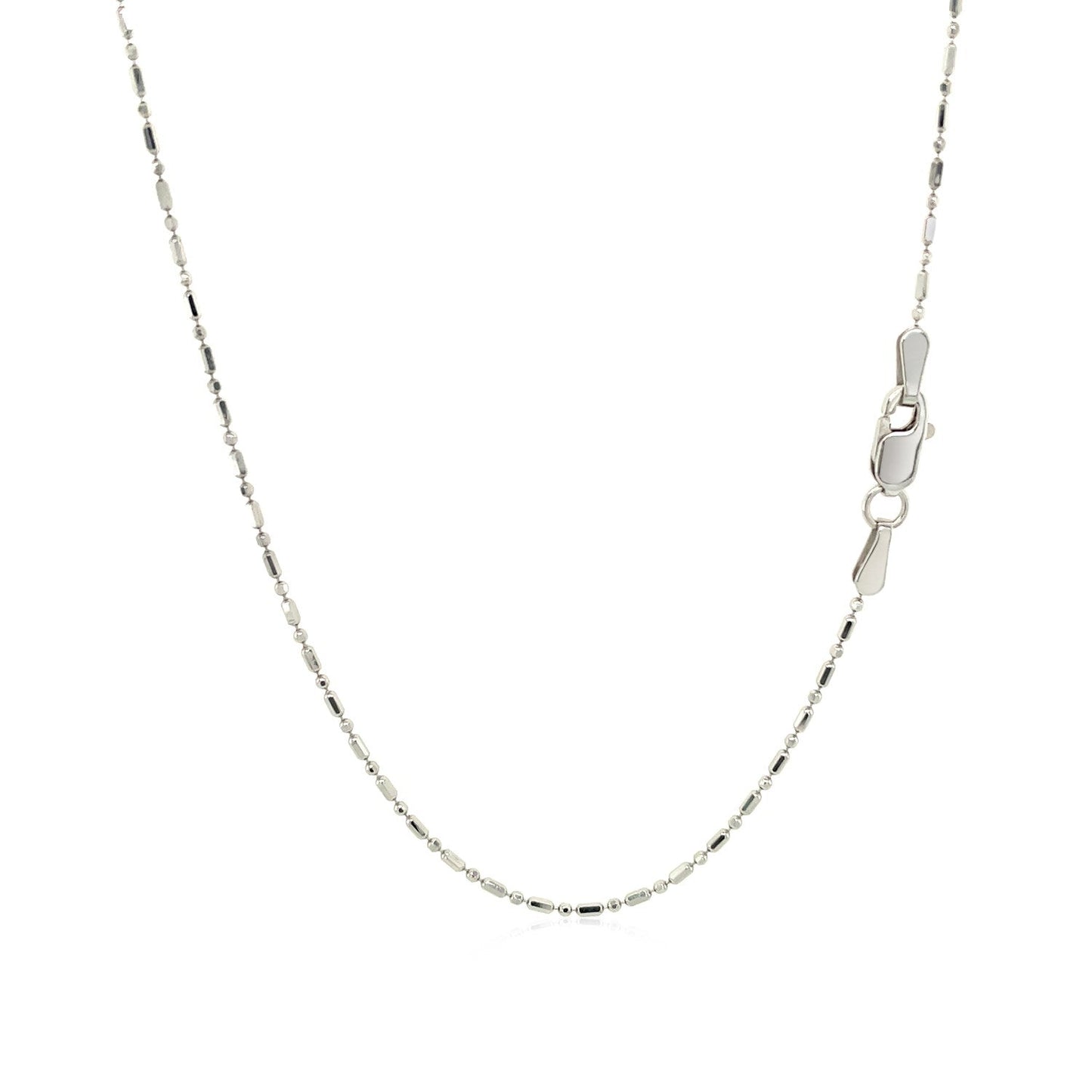 14k White Gold Diamond-Cut Bead Chain (0.90 mm)
