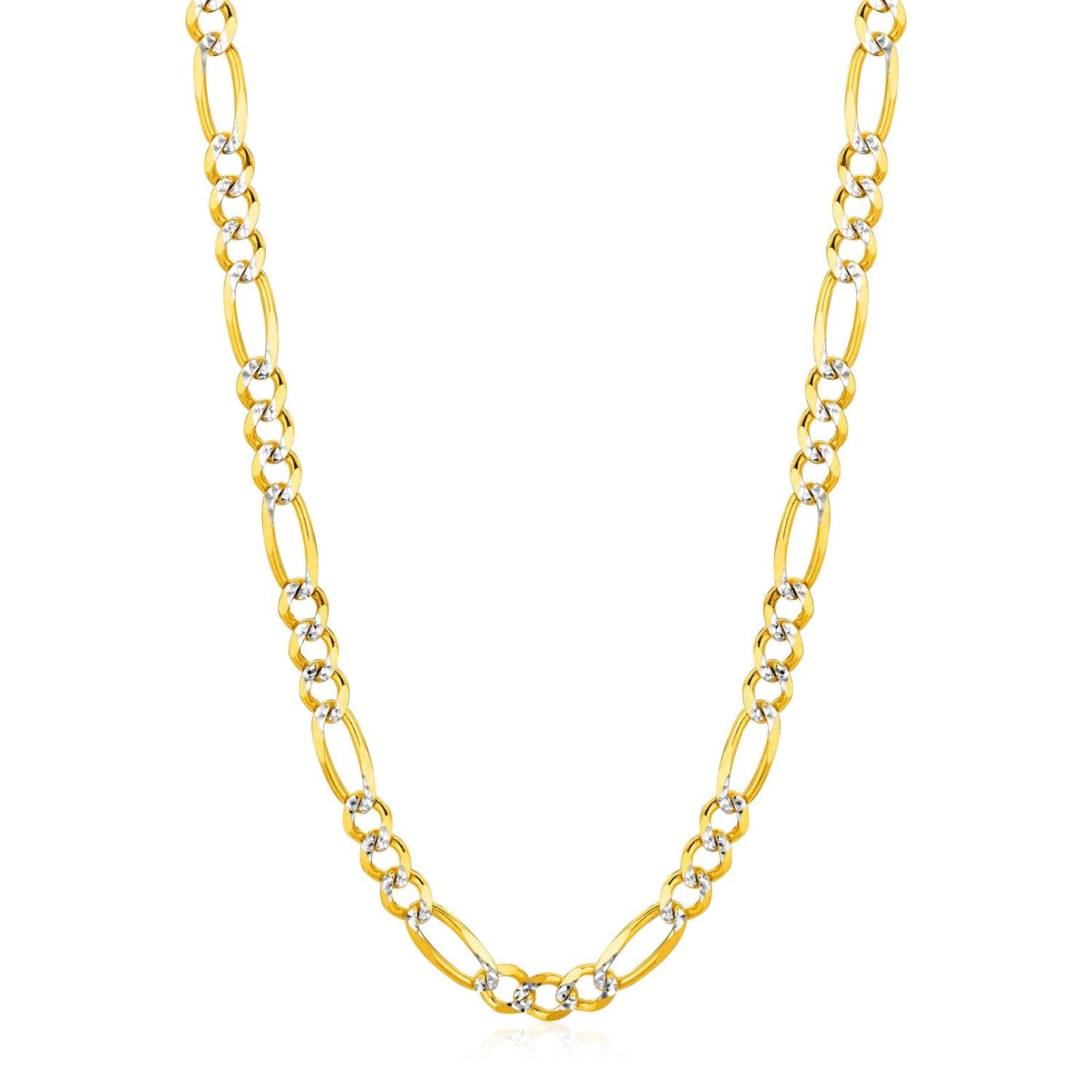 14K Yellow Gold Solid Pave Figaro Chain (5.90 mm)