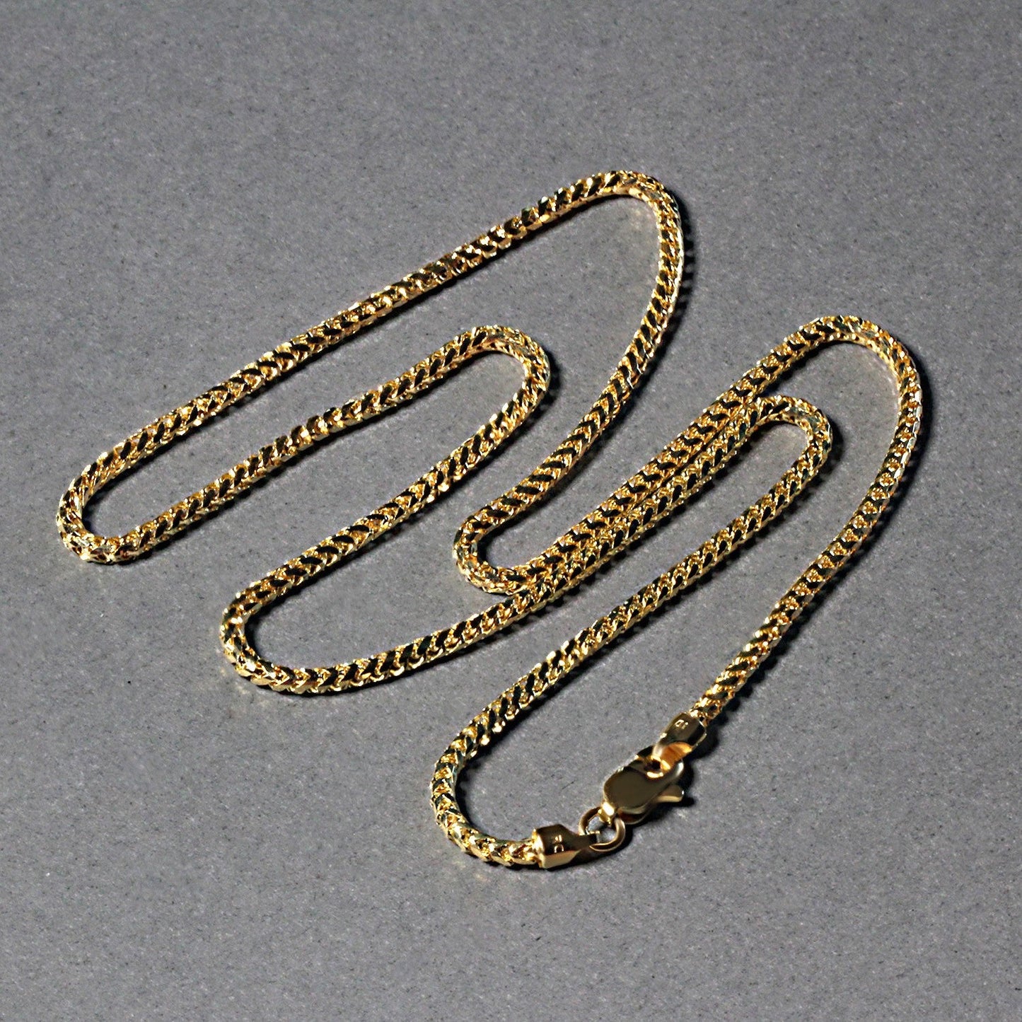 2.2mm 14k Yellow Solid Gold Diamond Cut Round Franco Chain