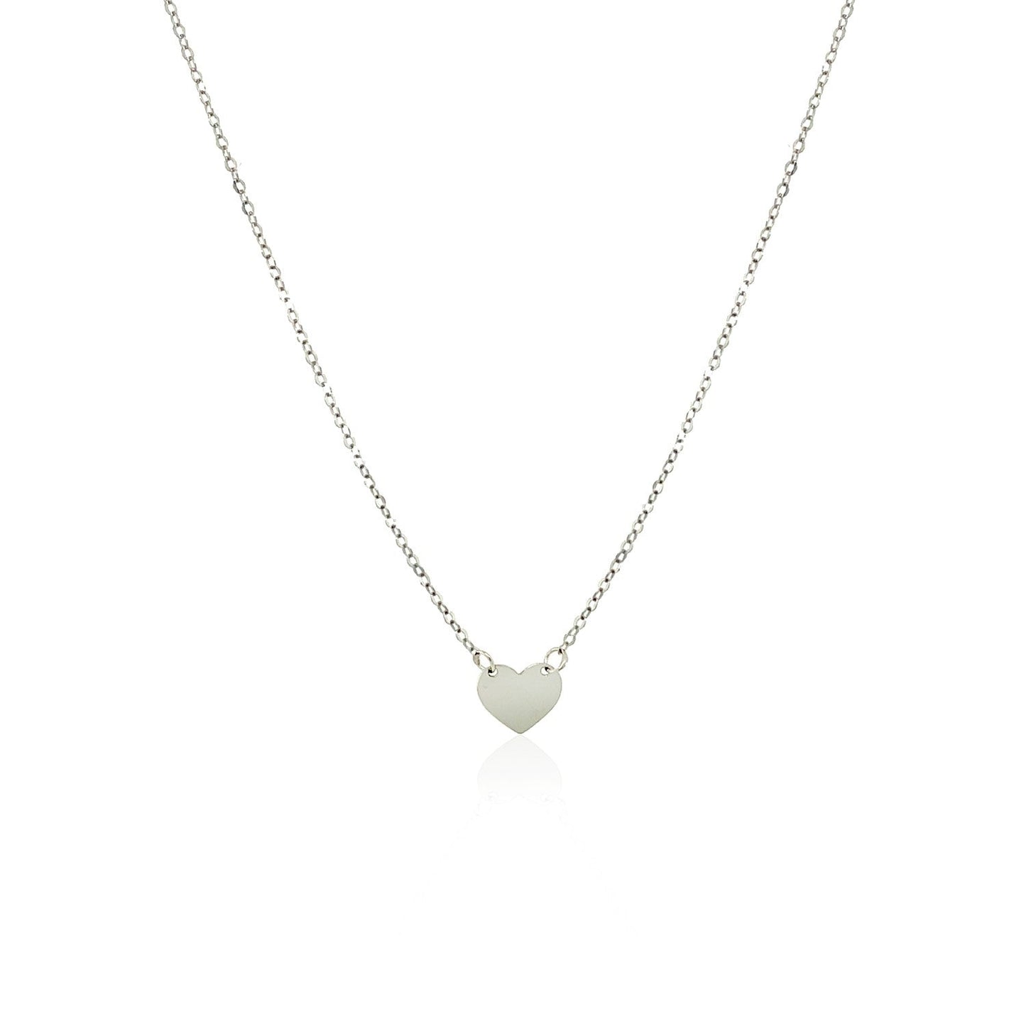 14k White Gold Polished Mini Heart Necklace