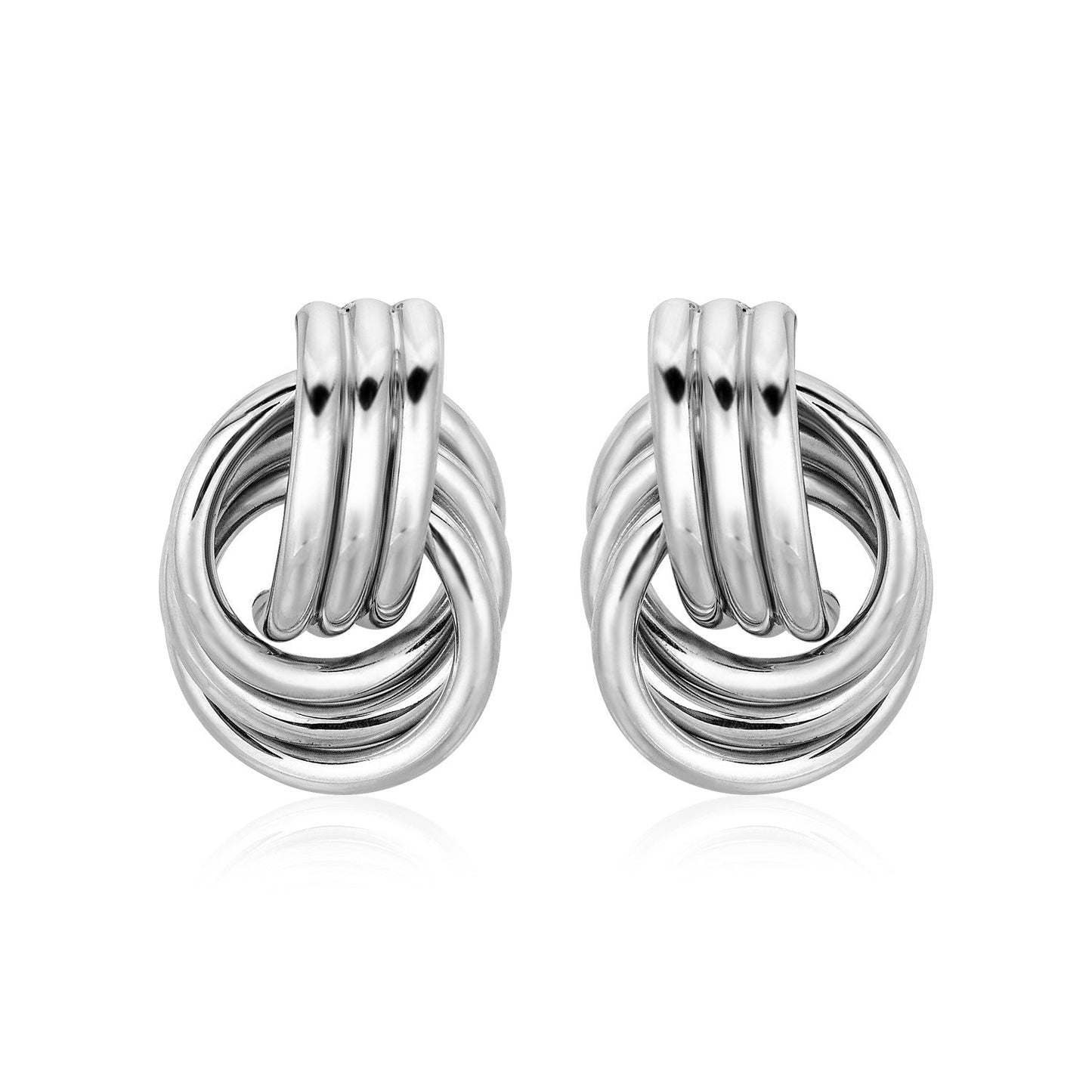 Polished Love Knot Earrings with Interlocking Rings in Sterling Silver(15mm)