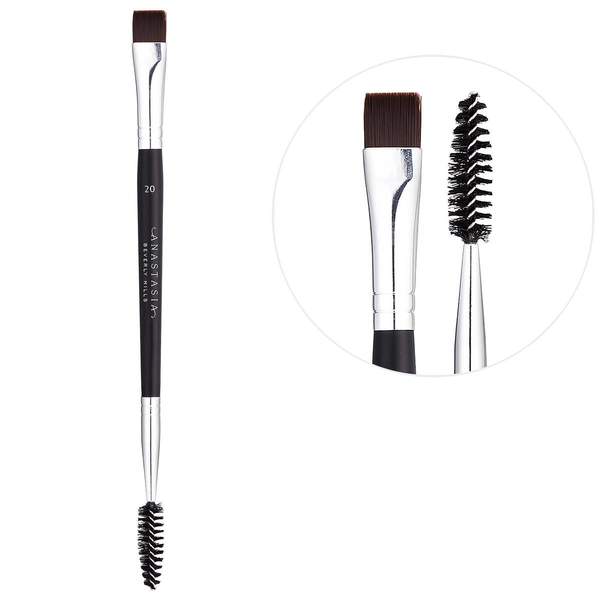 Anastasia Beverly Hills Brow Brush #20 - Precision Dual-Ended Eyebrow Grooming Tool for Precise Makeup Application
