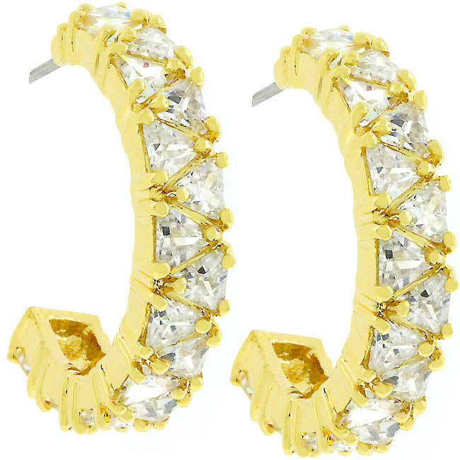 Trillion Cut Cubic Zirconia Hoop Earrings