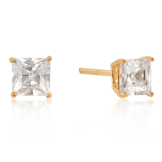 New Sterling Princess Cut Cubic Zirconia Studs