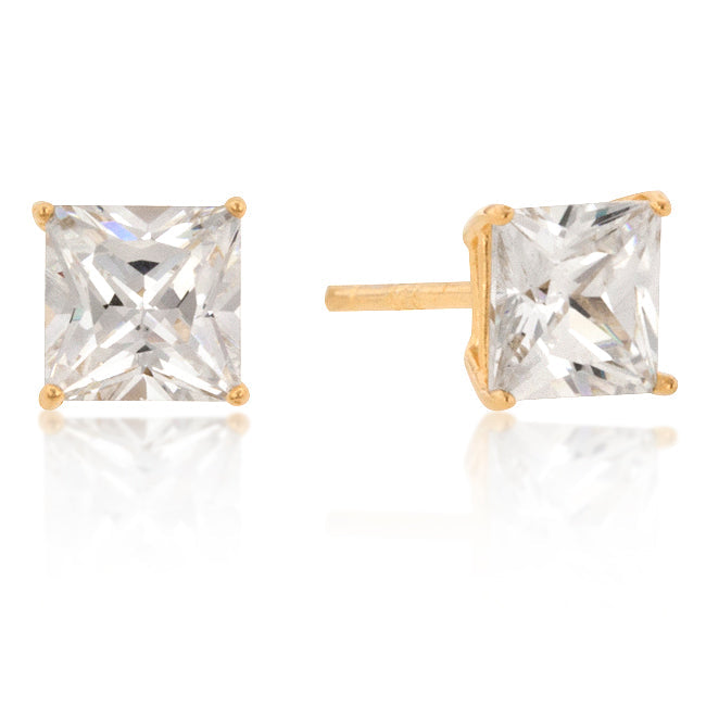 New Sterling Princess Cut Cubic Zirconia Studs