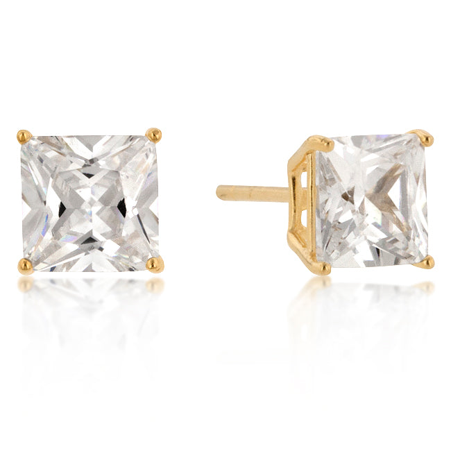 New Sterling Princess Cut Cubic Zirconia Studs