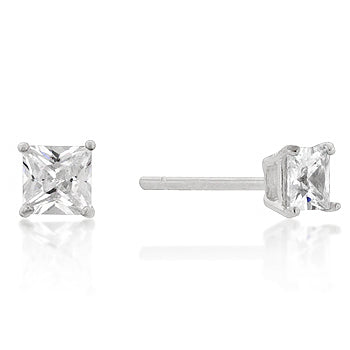 New Sterling Princess Cut Cubic Zirconia Studs
