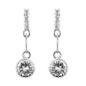 Avera Cubic Zirconia Dangle Earrings in Polished Silver