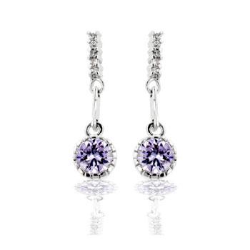Avera Cubic Zirconia Dangle Earrings in Polished Silver