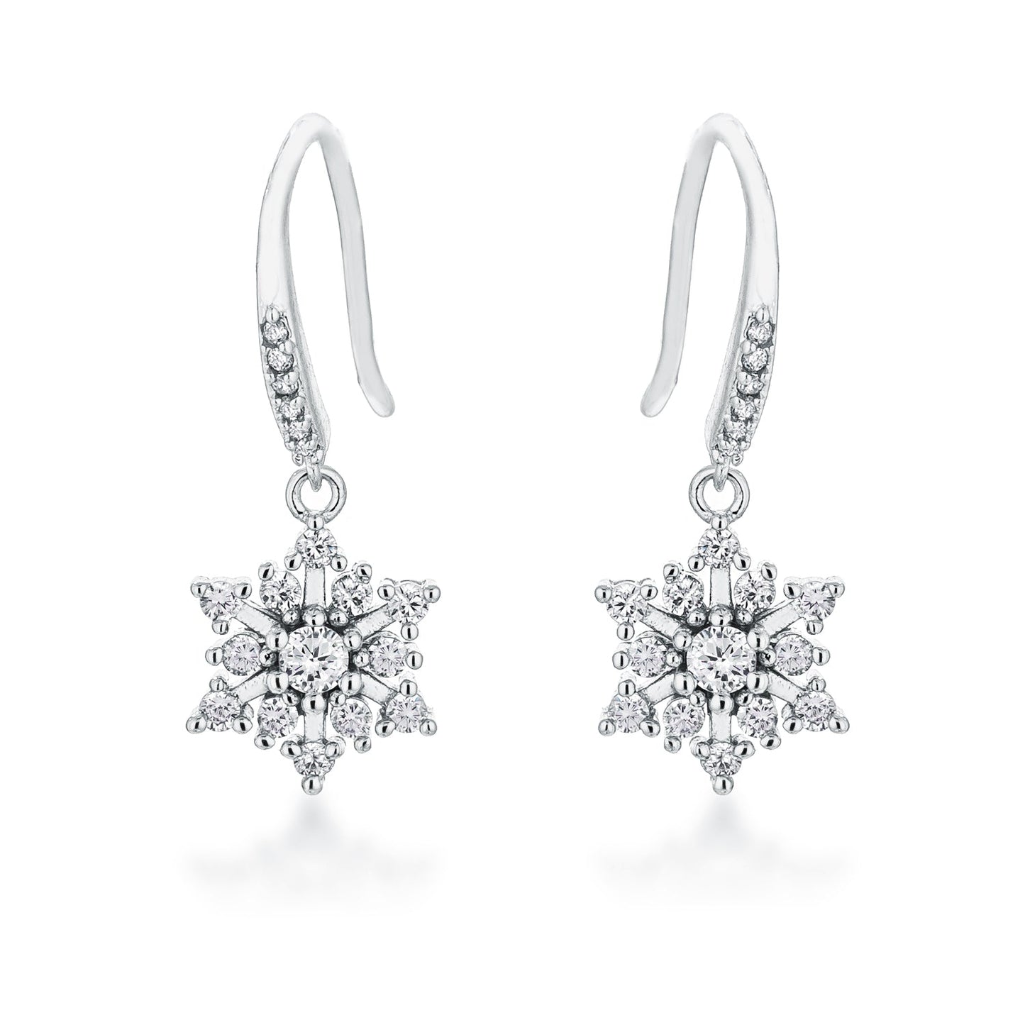 Avera Dainty Snowflake Drop Earrings in Polished Gold
