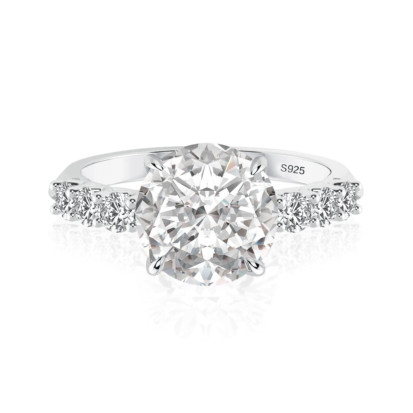 Rodiffy Moissanite 4.0 Ct Round White Gold Engagement Ring