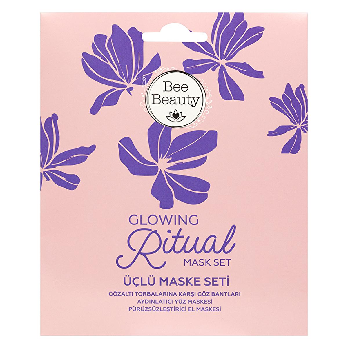 Bee Beauty Glowing Ritual: Face and Hand Mask Set - Reduce Puffiness, Brighten Skin, Smooth Hands - Easy Skincare Routine