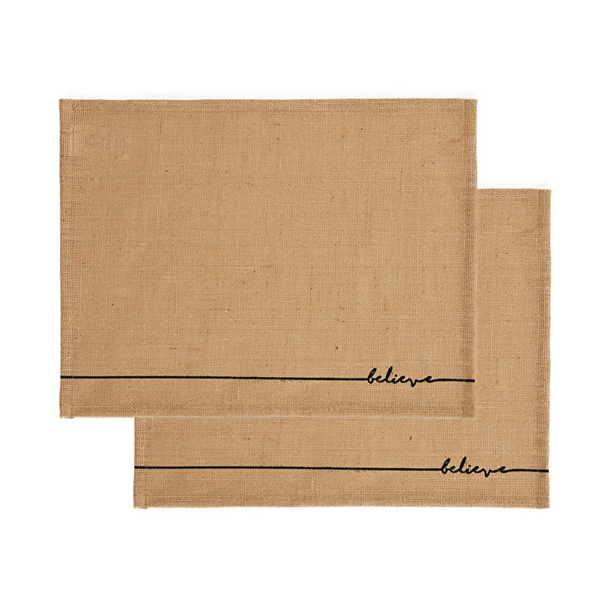 Ocean Home Jute Placemats Set of 2: Natural Woven Table Mats, Eco-Friendly & Biodegradable, Rustic Bohemian Dining Decor, 17.7x13.8 inches