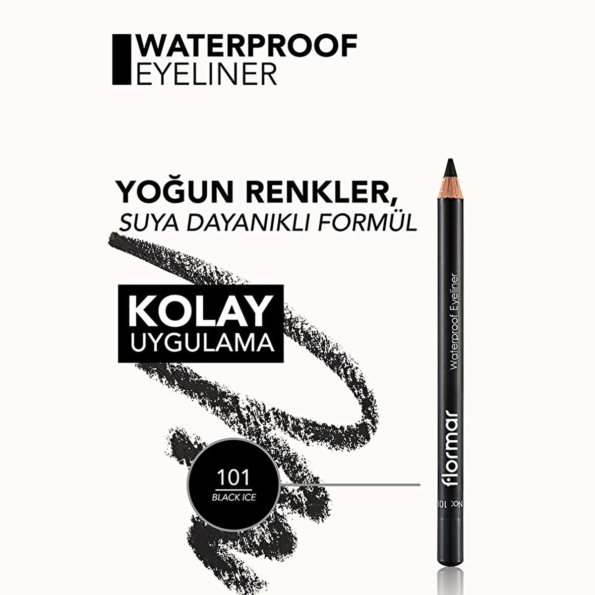 Flormar Mat Eyeliner - Waterproof & Intense Pigment, Long-Lasting Eye Makeup for Precise Look