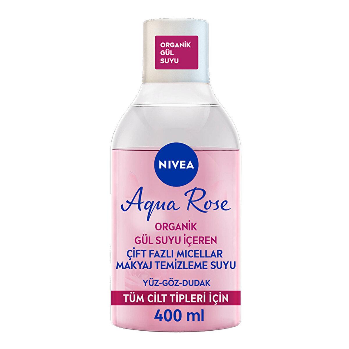 NIVEA Aqua Rose Micellar Makeup Remover - Gentle & Effective Dual-Phase Formula (13.53 fl oz)