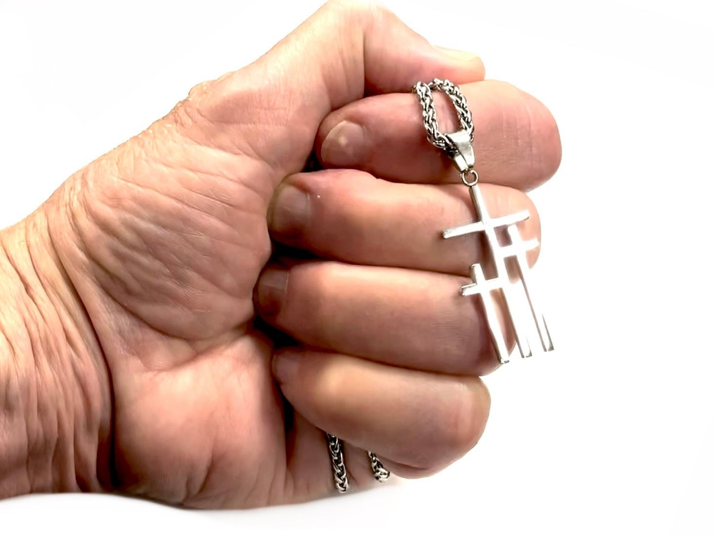 3 cross necklace hypoallergenic waterproof stainless steel for woman and men