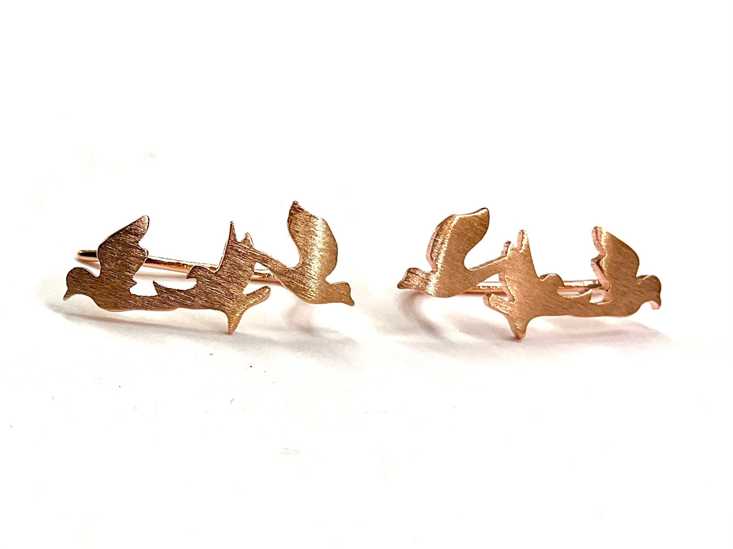 Gold Peace 3 Dove Stud Earrings ear climber olive branch baptism wedding dove Holy Spirit symbol of Sole and Holy Spirit Womans Girls Christian Jewelry
