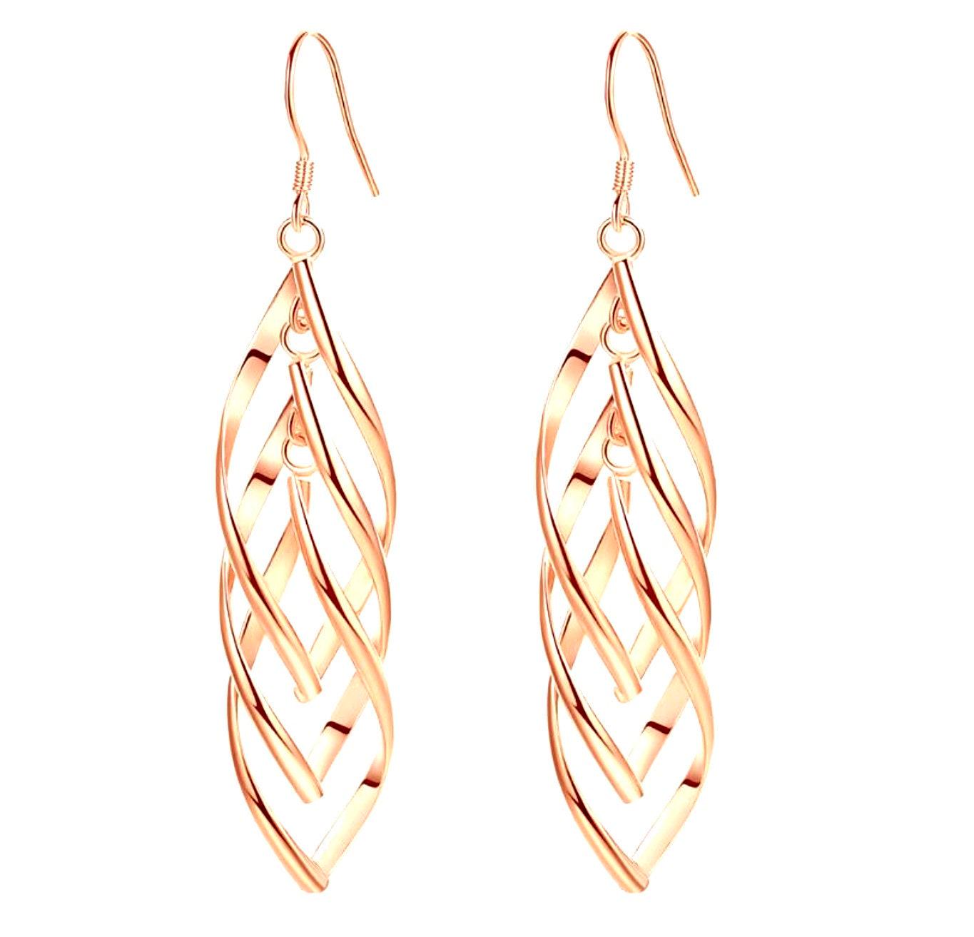 Infinity Twist 3 Hoop Earrings Drop Dangle Silver Rose Gold Earrings for Women Girls Jewelry jewellery
