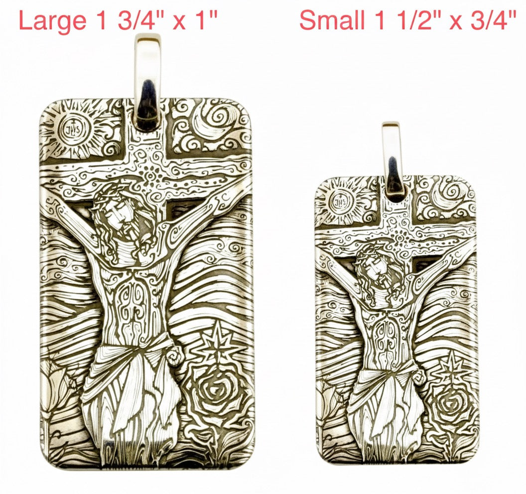 solid sterling silver engraved s999 dog tag jesus image crucifix cross necklace biker waterproof medallion mens christian jewelry