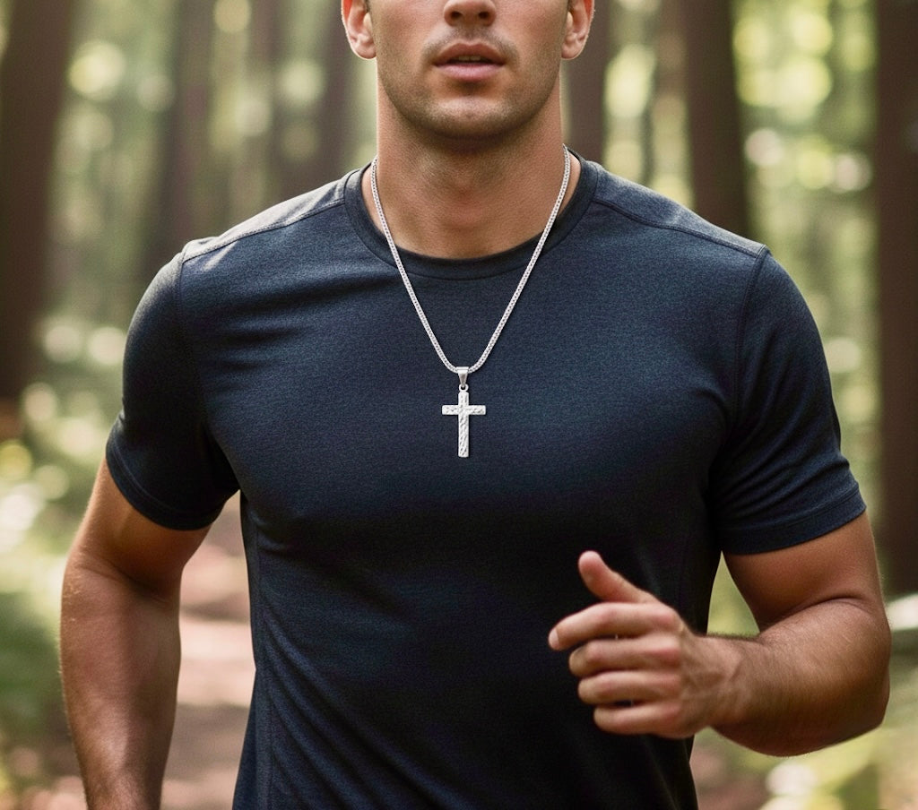 Silver cross necklace hand cut and hand hammered handmade custom pendant popular size women men man girls boys christian jewelry jewellery
