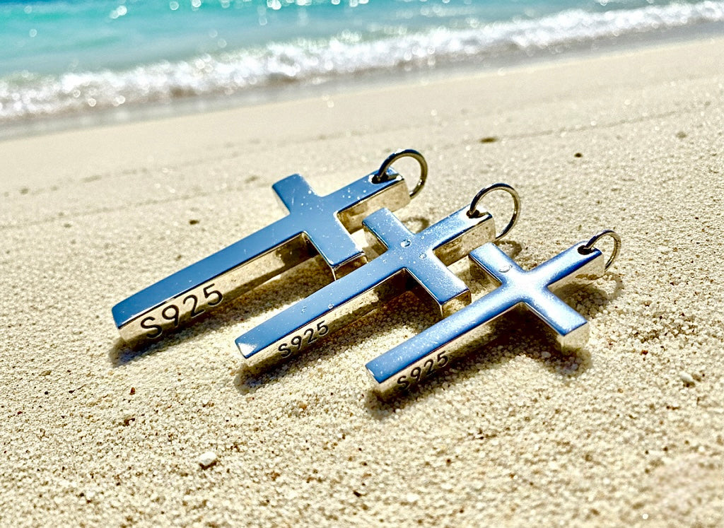 Solid sterling silver cross S925 stamp accent stainless steel necklace for men old world silver necklace cross super box chain for man jesus