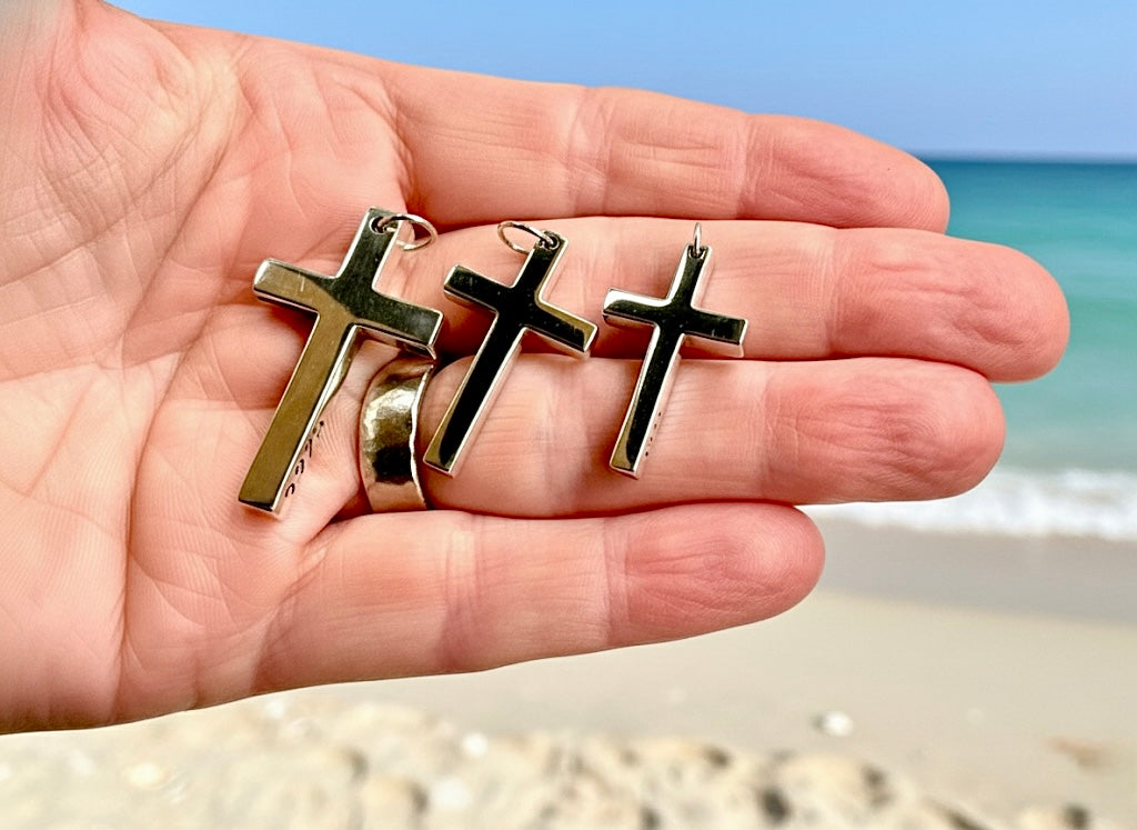 Solid sterling silver cross S925 stamp accent stainless steel necklace for men old world silver necklace cross super box chain for man jesus