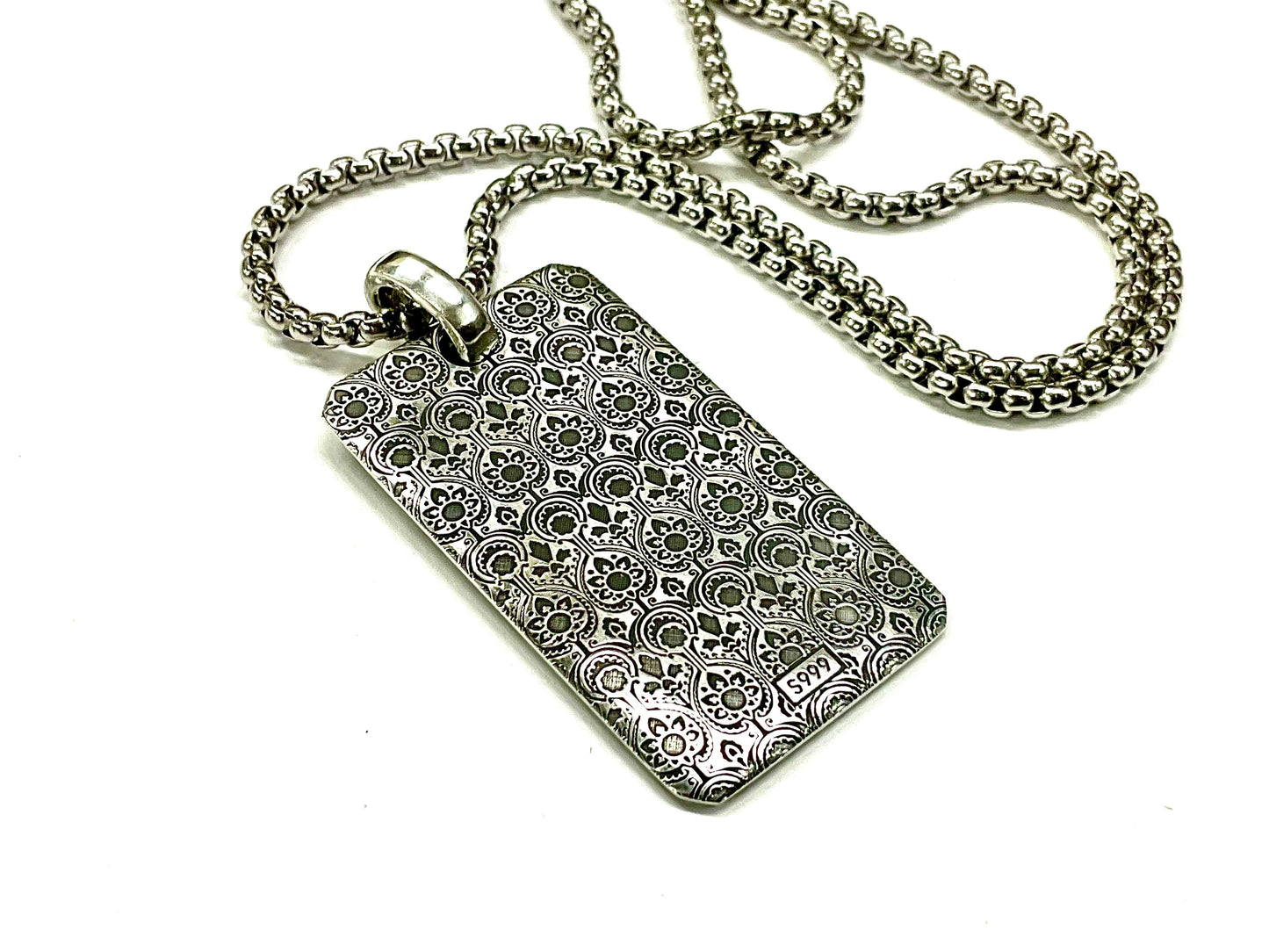 solid sterling silver engraved s999 dog tag jesus image crucifix cross necklace biker waterproof medallion mens christian jewelry