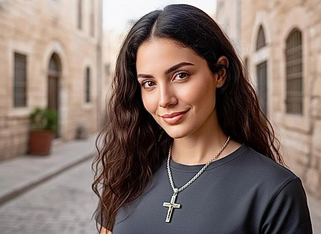 s925 crucifix cross necklace medium solid sterling silver for men silver and gold old world catholic orthodox 3 color jesus