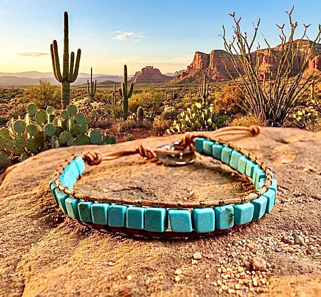 Natural Stone Bracelet 1 Wrap Boho Bohemian Yoga Leather Friendship High Quality Jewelry for Women SouthWest Jewelry Girls Jewelry