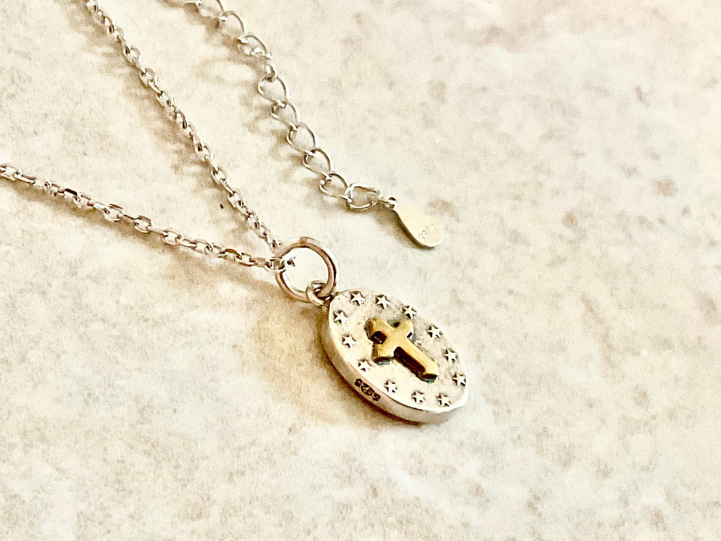 Solid Sterling Silver Virgin Mary Madonna Necklace Ave Maria S925 Pendant for Women Cast Jewelry link Chain Jewellery for Girls