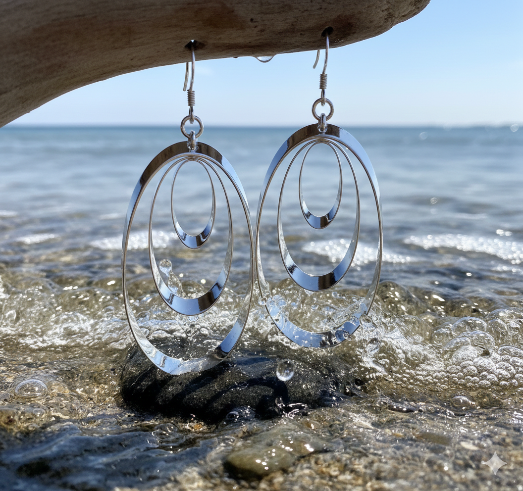 Silver 3 Hoop Earring for Woman 3 Sizes Drop Dangle Earrings for Women Girls Jewelry jewellery