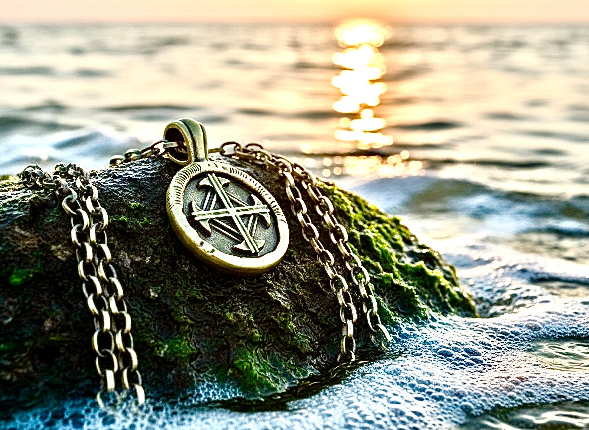 Bronzed Serenity Prayer Necklace Medal Tag Cross Brass Link Chain Crazy Design Pendant for Mens Boys Christian Jewelry