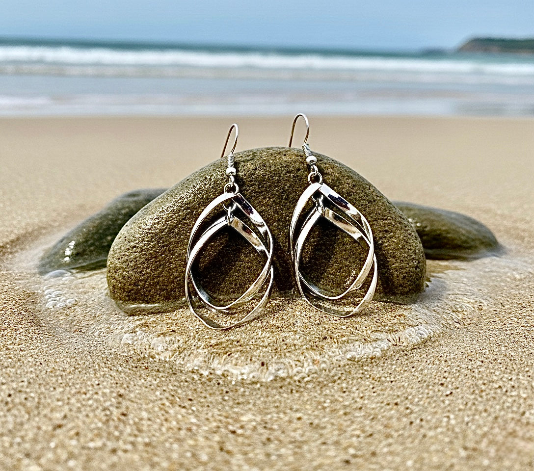 Infinity twist 2 hoop earrings drop dangle silver gold earrings for women girls jewelry jewellery