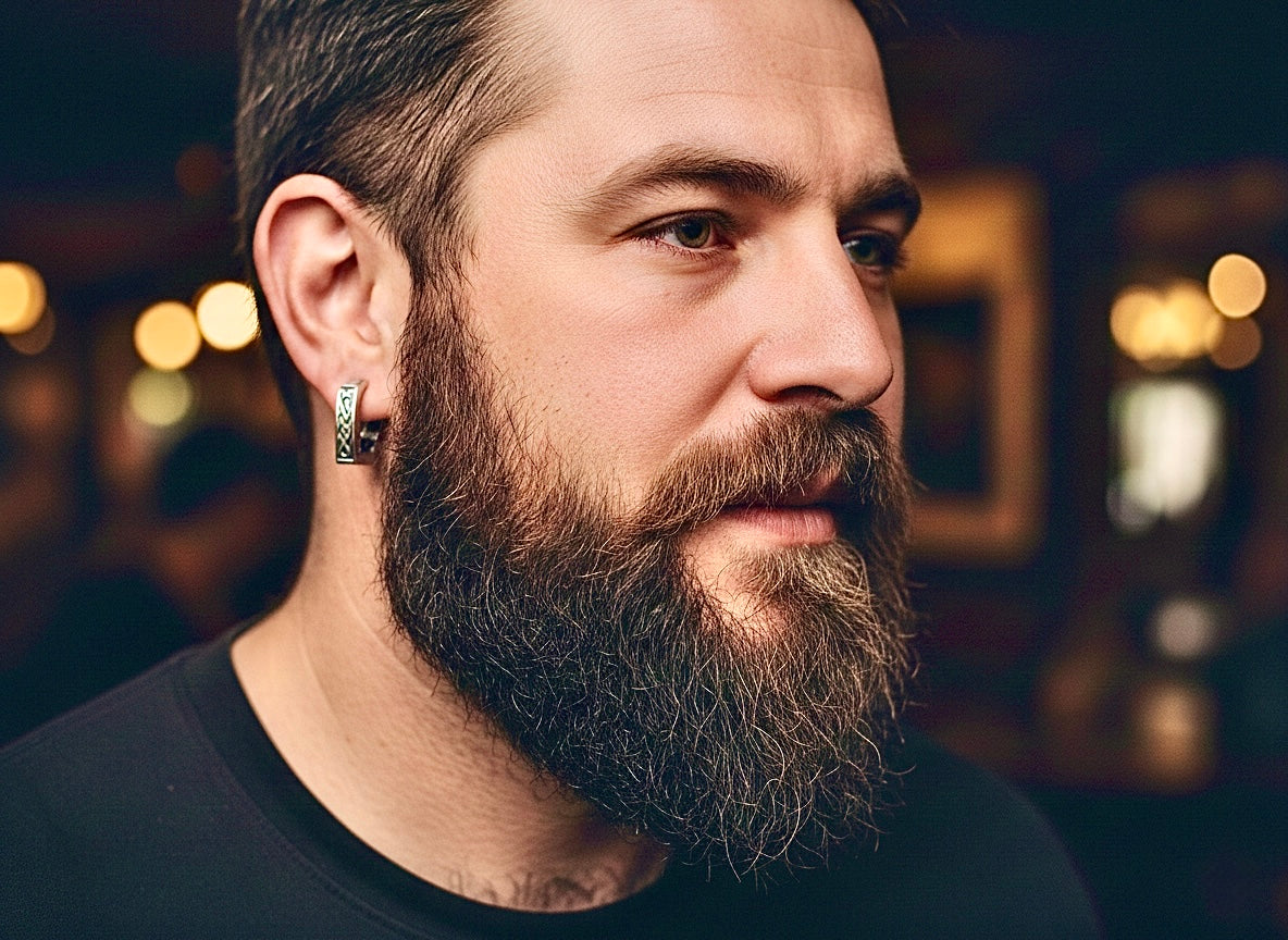 Mens celtic huggie earrings triangle shaped irish knot triquetra claddaghs viking valknut scottish waterproof hypoallergenic stainless steel