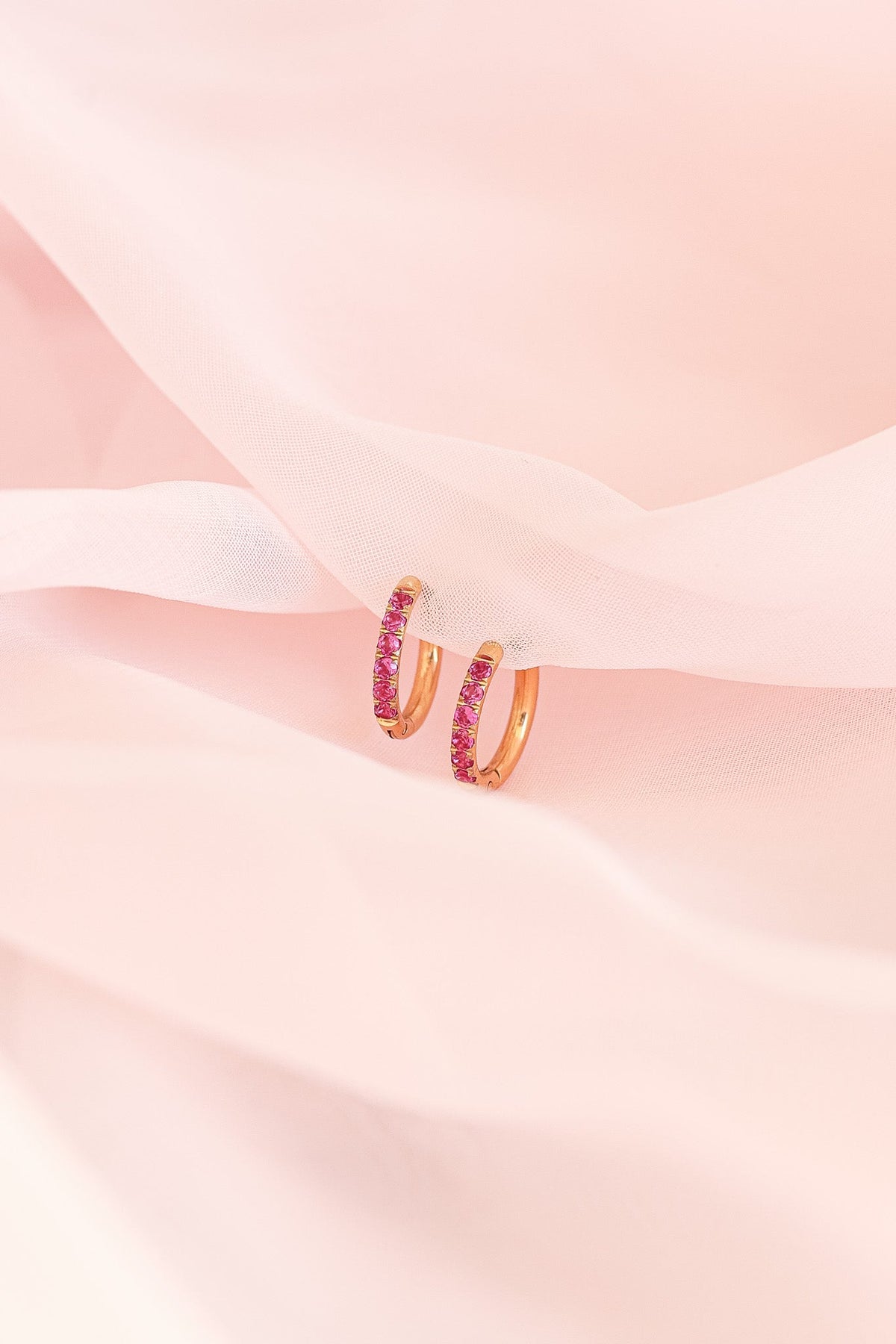 Micro Crystal Hoop in Pink