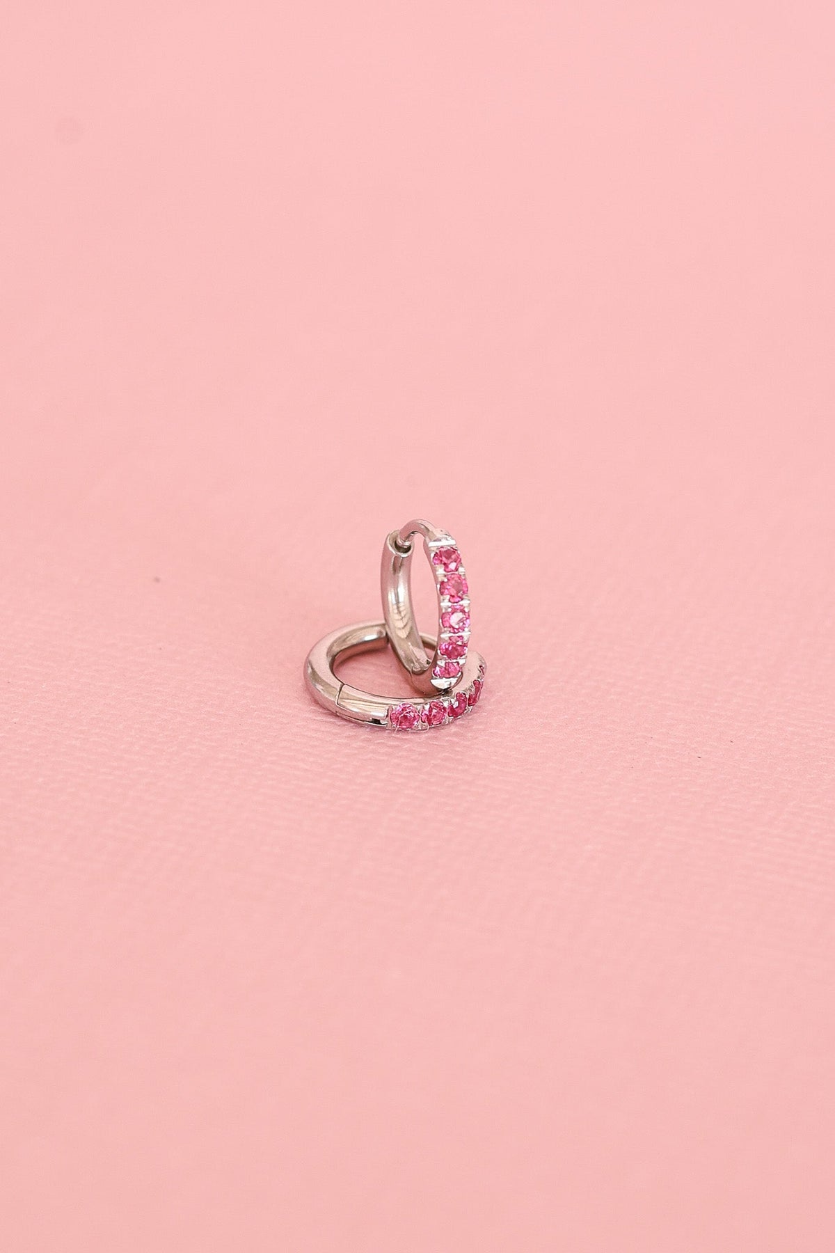 Micro Crystal Hoop in Pink