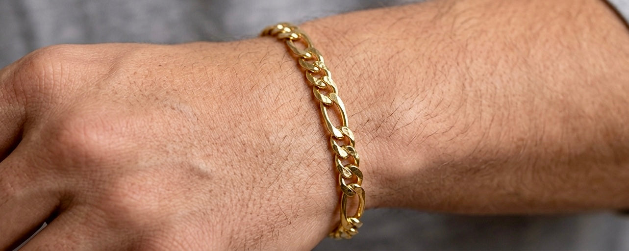 Set - Bracelet and necklace curb chain set silver or gold stainless steel waterproof jewelry for man boy christian jewelry jewellery